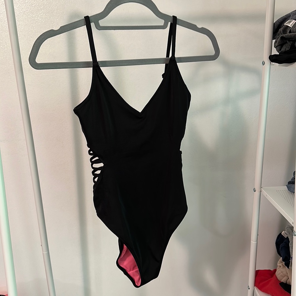 Victoria’s Secret Pink black one piece swimsuit size small